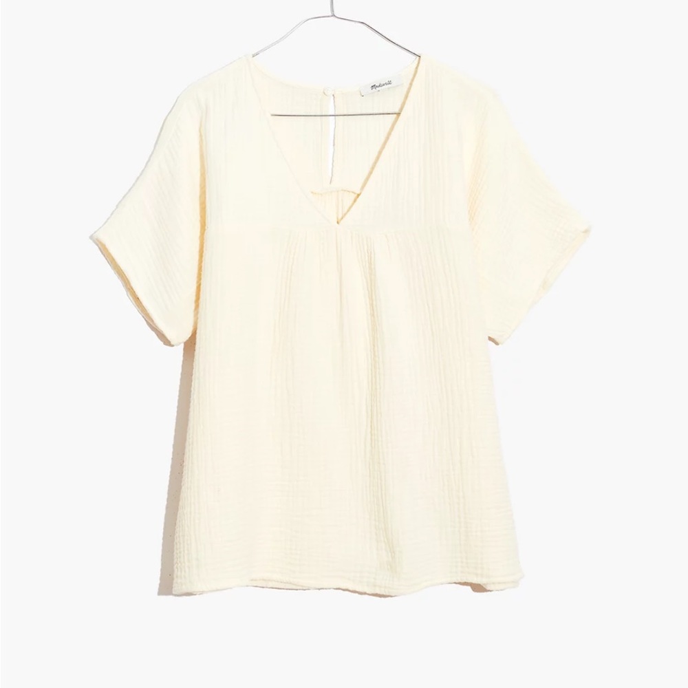 Madewell Crinkle Gauze Rhyme Top, Size XS, Color Cream